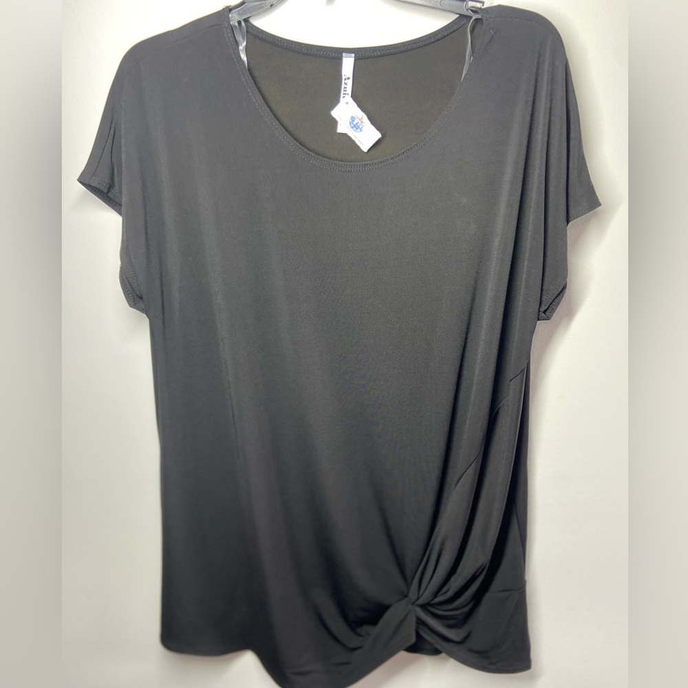Black Tie Front Relaxed Short Sleeve T-Shirt